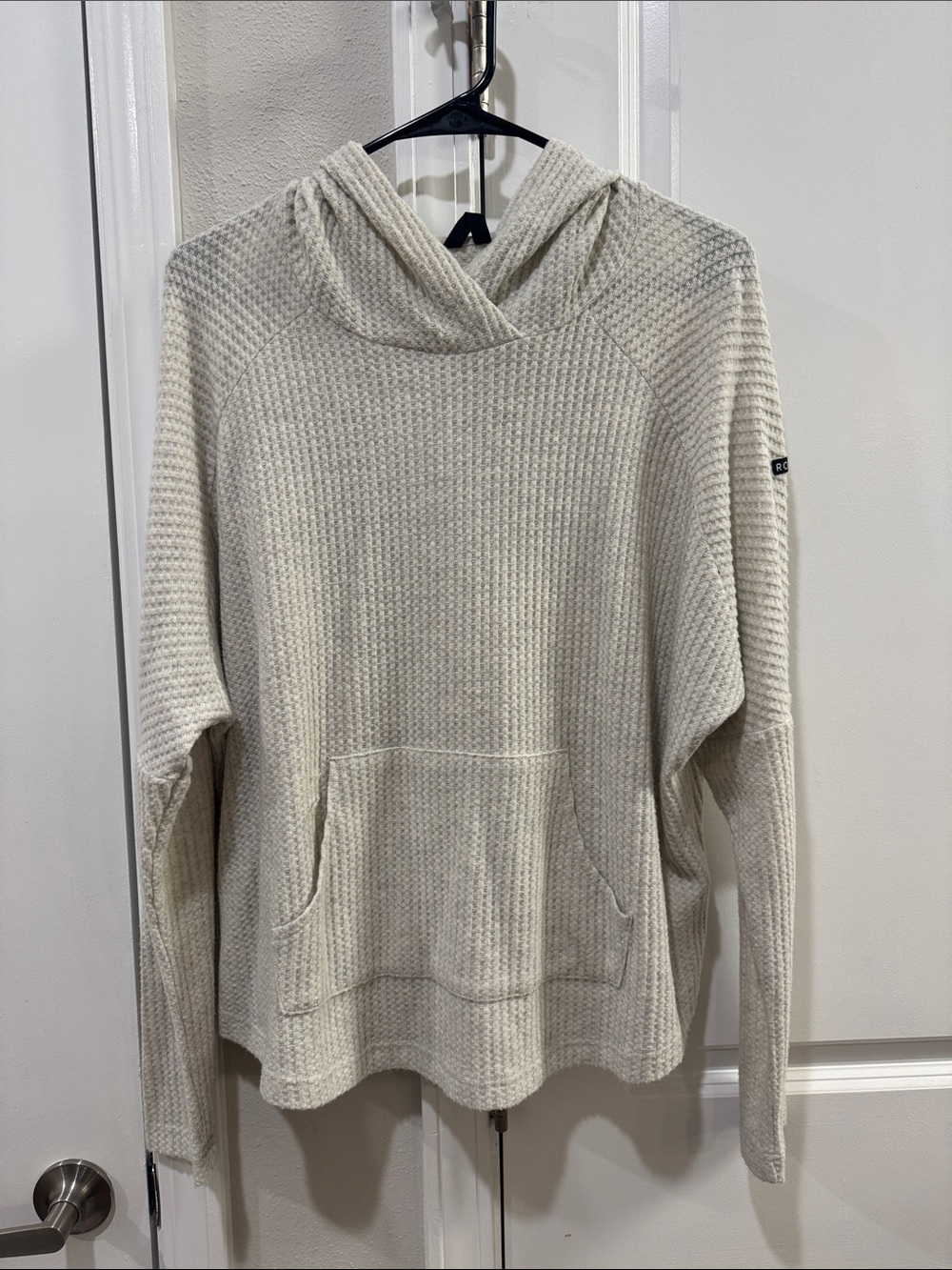 Roxy Cream Waffle Knit Hooded Pullover